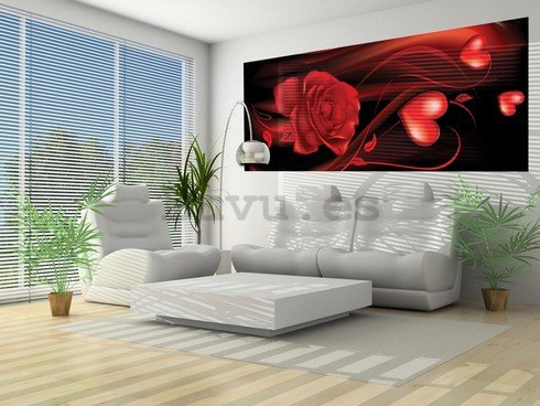 Fotomural: Corazón con rosas - 104x250 cm