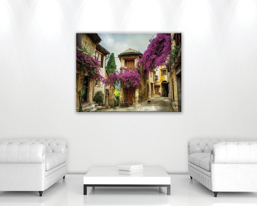 Cuadro sobre lienzo: Callejuela con flores (4) - 75x100 cm