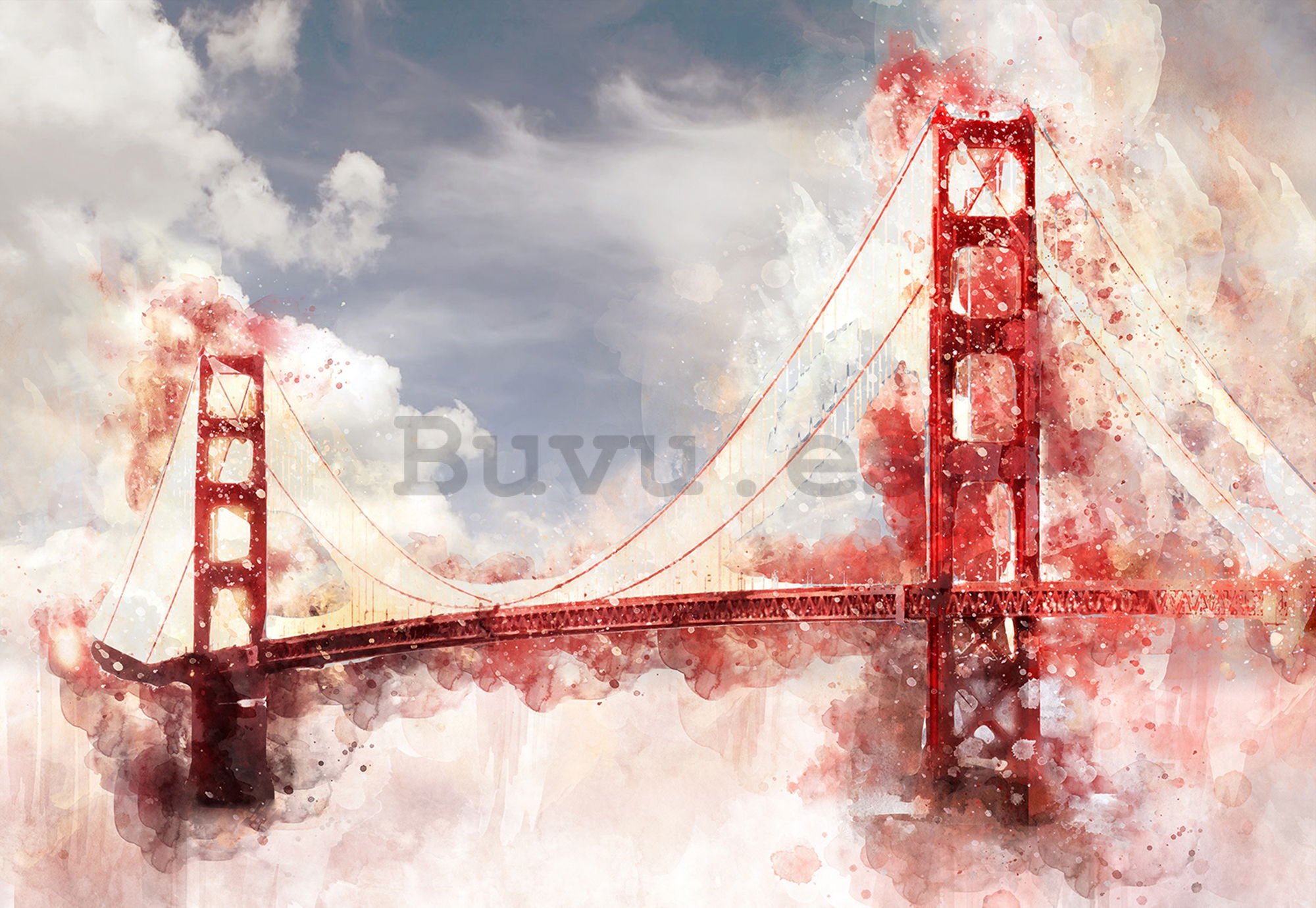 Fotomural TNT: Puente de Golden Gate (pintado) - 104x152,5 cm