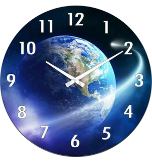 Reloj de pared de vidrio: Planeta Tierra - 30 cm