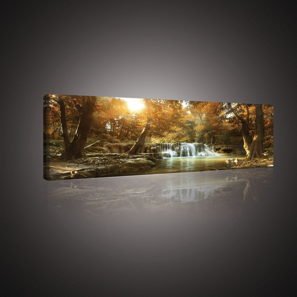 Cuadro sobre lienzo: Cascadas en el bosque (1) - 145x45 cm
