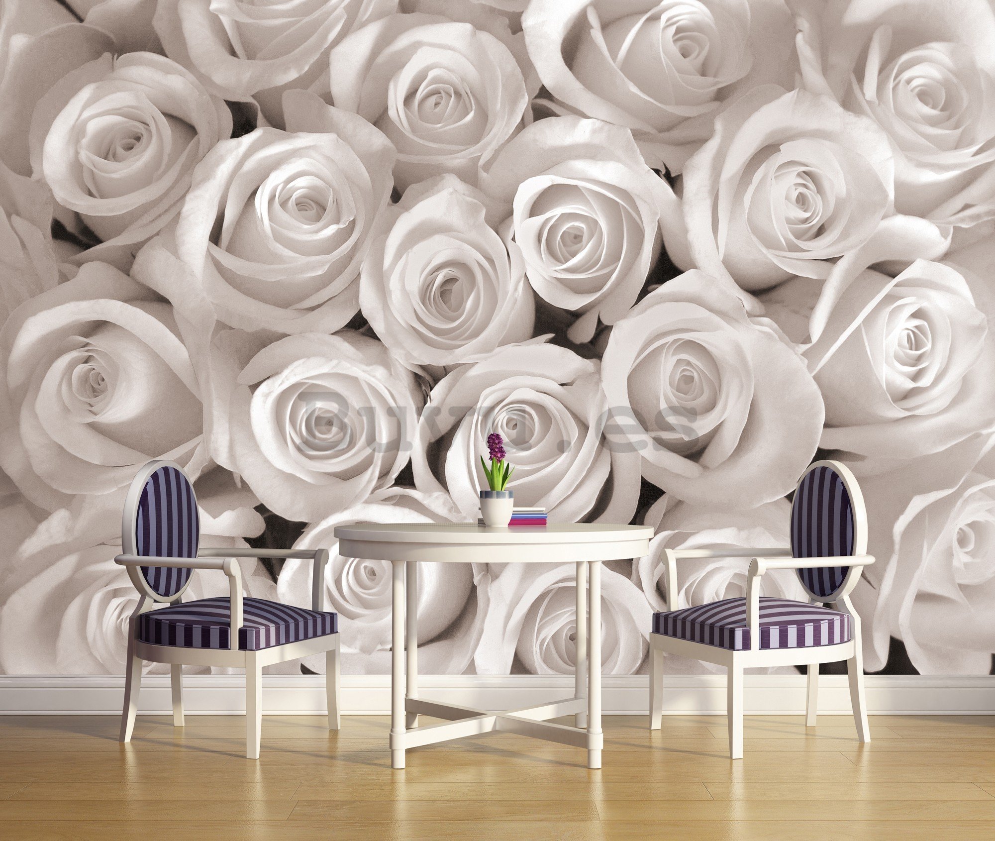 Fotomural TNT: Rosas blancas - 416x254 cm
