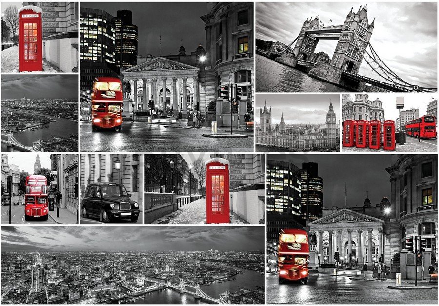 Cuadro sobre lienzo: Londres (collage) - 75x100 cm