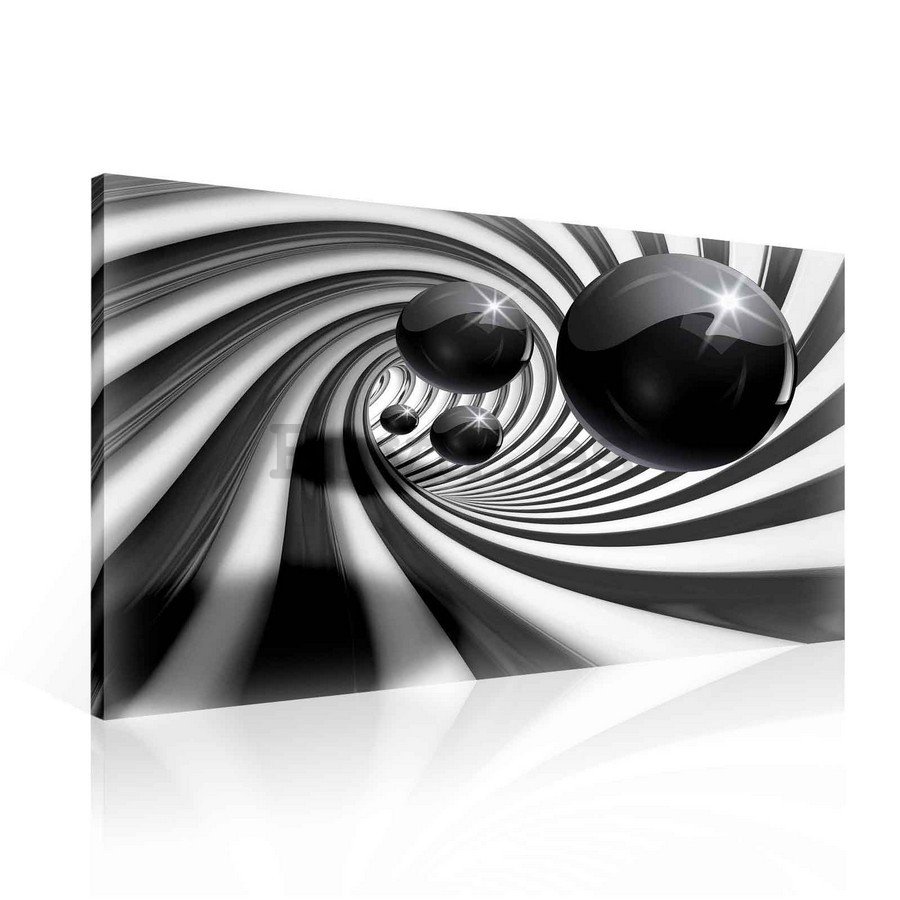 Cuadro sobre lienzo: Bolitas negras y espiral - 75x100 cm