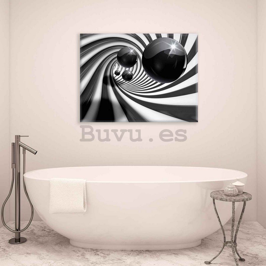 Cuadro sobre lienzo: Bolitas negras y espiral - 75x100 cm