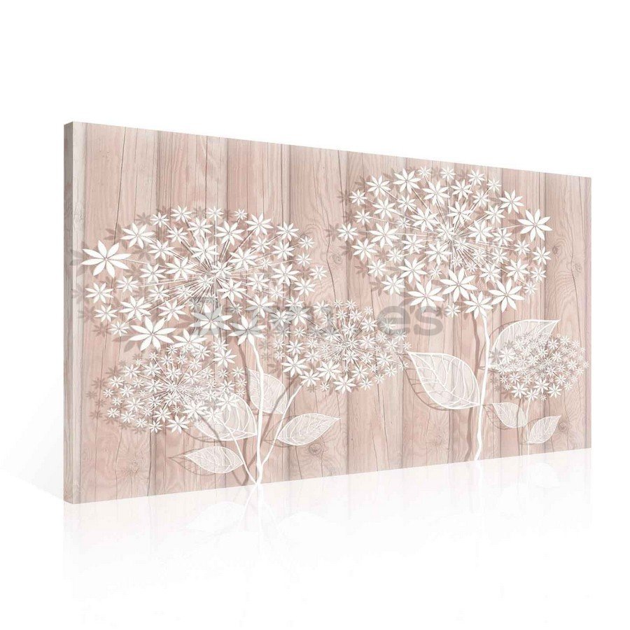 Cuadro sobre lienzo: Flores en madera (1) - 75x100 cm