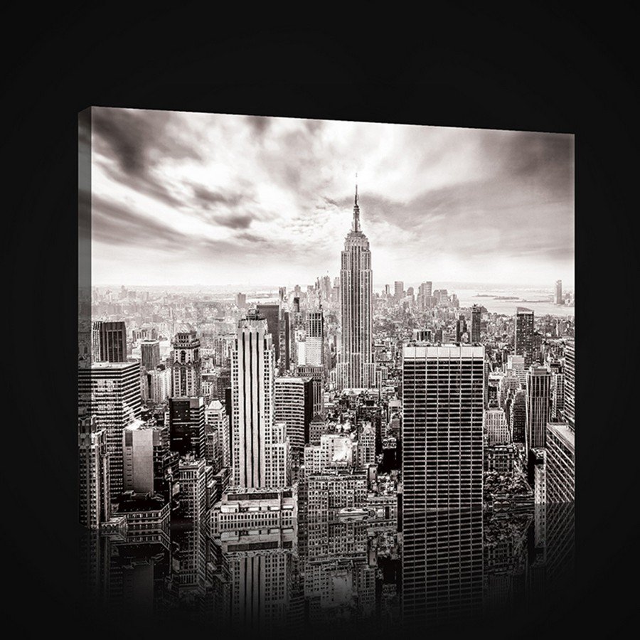 Cuadro sobre lienzo: Panorama de Nueva York (en blanco y negro) - 75x100 cm