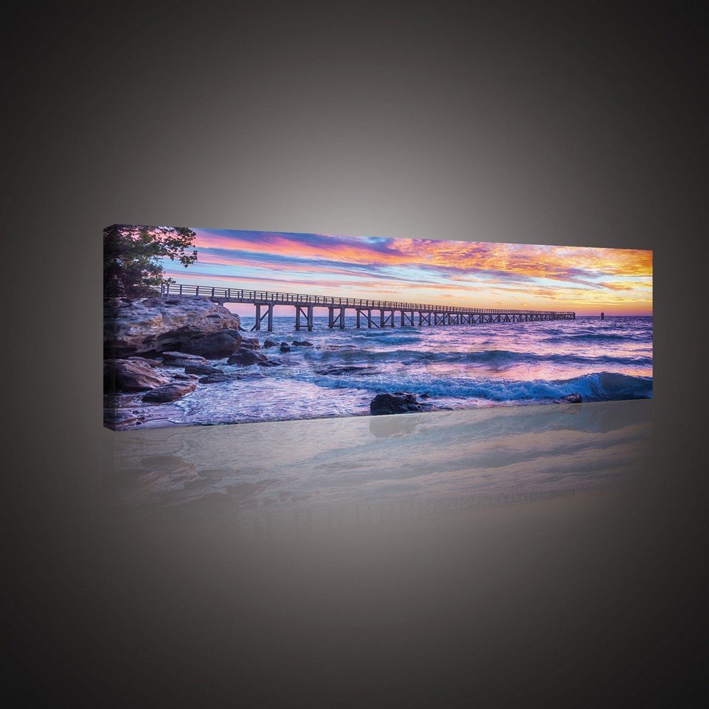 Cuadro sobre lienzo: Puesta de sol en el mar - 145x45 cm