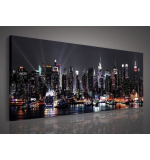 Cuadro sobre lienzo: Nueva York de noche (2) - 145x45 cm