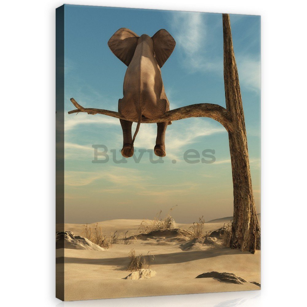 Cuadro sobre lienzo: Elefante en el árbol - 100x75 cm