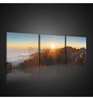 Cuadro sobre lienzo: Puesta de sol en las montañas - set 3pcs 25x25cm