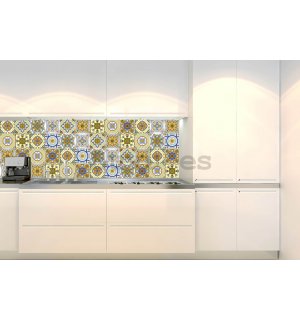 Papel pintado lavable autoadhesivo para cocina - Azulejo amarillo , 180x60 cm